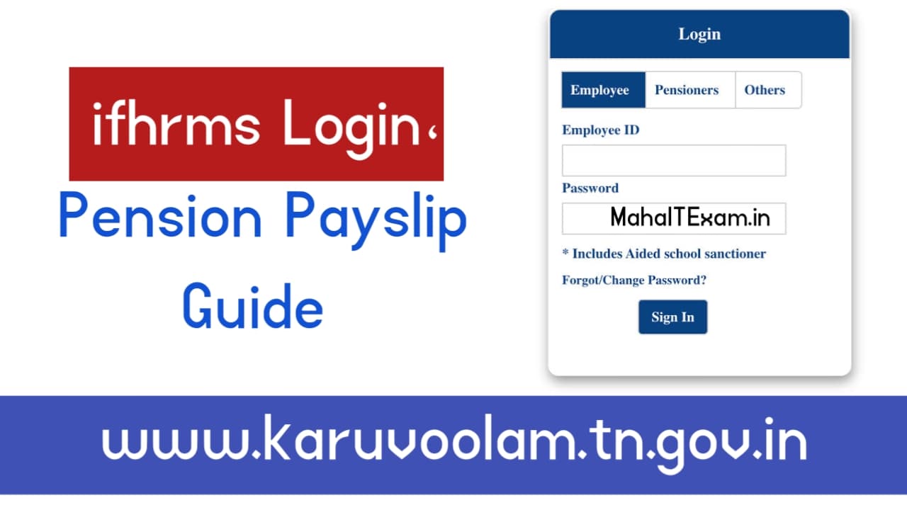 ifhrms Login, Pension Payslip Guide @www.karuvoolam.tn.gov.in {Tamilnadu}